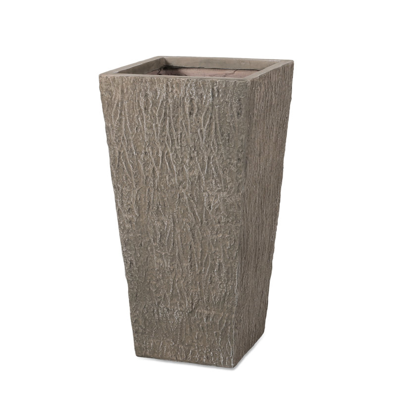 Planter - Concrete, 16.43" W X D 31" H, Natural Stone Finish For Patio Charm, No Assembly Required And Garden,