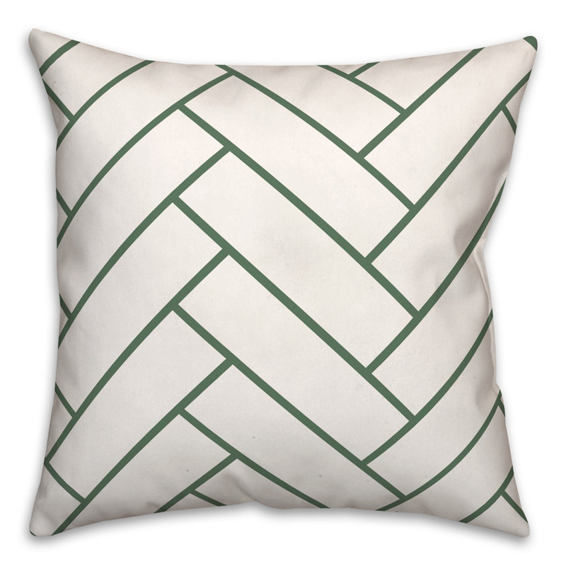 Herringbone 5 Outdoor Throw Pillow, Green, 20" x 20"