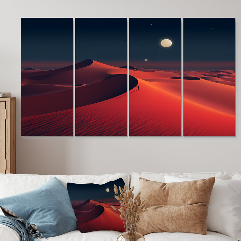 «Red Desert Twilight Photo IV - Desert», ensemble de 4 décorations murales, H 28 po x l 48 po