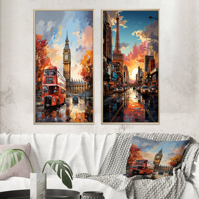 «Peach Red City London Popart», 2 pièces sur toile
