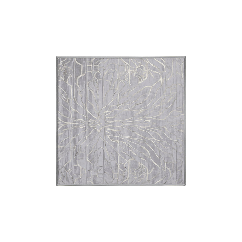 Machine Washable Gray Area Rug, Square 6'
