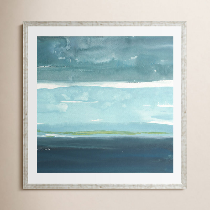 Teal Horizon II by Rob Delamater, 32"H x 48"W, Pattern Silver