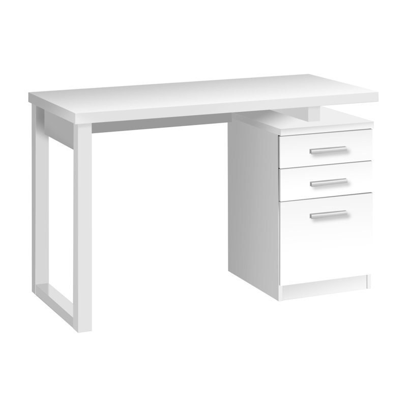 Computer Desk, Home Office, Laptop, Left, Right Set-Up, Storage Drawers, 48"L, Work, White Laminate, Contemporary, Modern