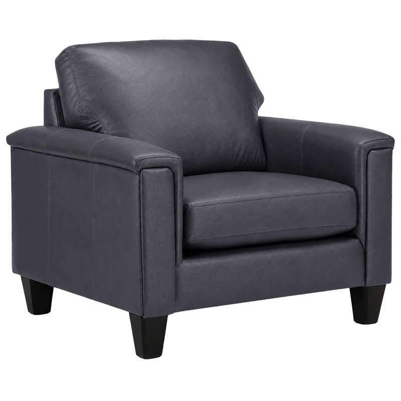 Fauteuil en cuir fleur 37 po Benson, Cuir véritable ardoise