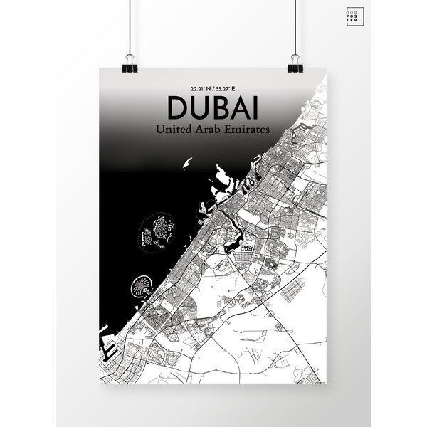 17 Stories Dubai City Map On Paper Print | Wayfair