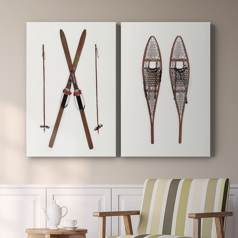 Skis rétro - Toile tendue avec châssis de qualité supérieure - Prêt à être accroché