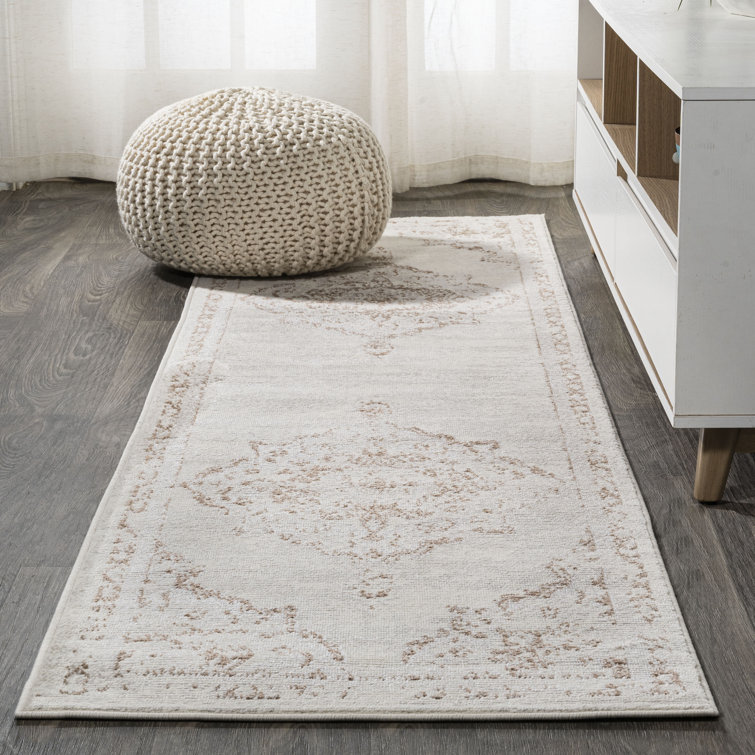 Pruden Ornate Medallion Modern Cream/Red Rug