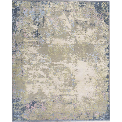 Tapis vert clair noué à la main de haute qualité