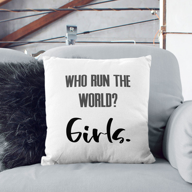 Who Run the World Scatter Cushion, 40cm H x 40cm W x 15cm D, Stone