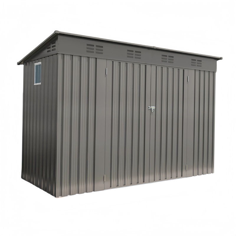 4 X 9 Ft Outdoor Storage Shed, Metal Garden Shed Tool House With Sloping Roof,6 Vents And 2 Swing Doors For Backyard, Garden,Patio, Garage, Lawn