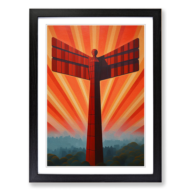 Angel Of The North Op No.2 - Single Picture Frame Print on Wood, Black Framed, 46cm H x 34cm W