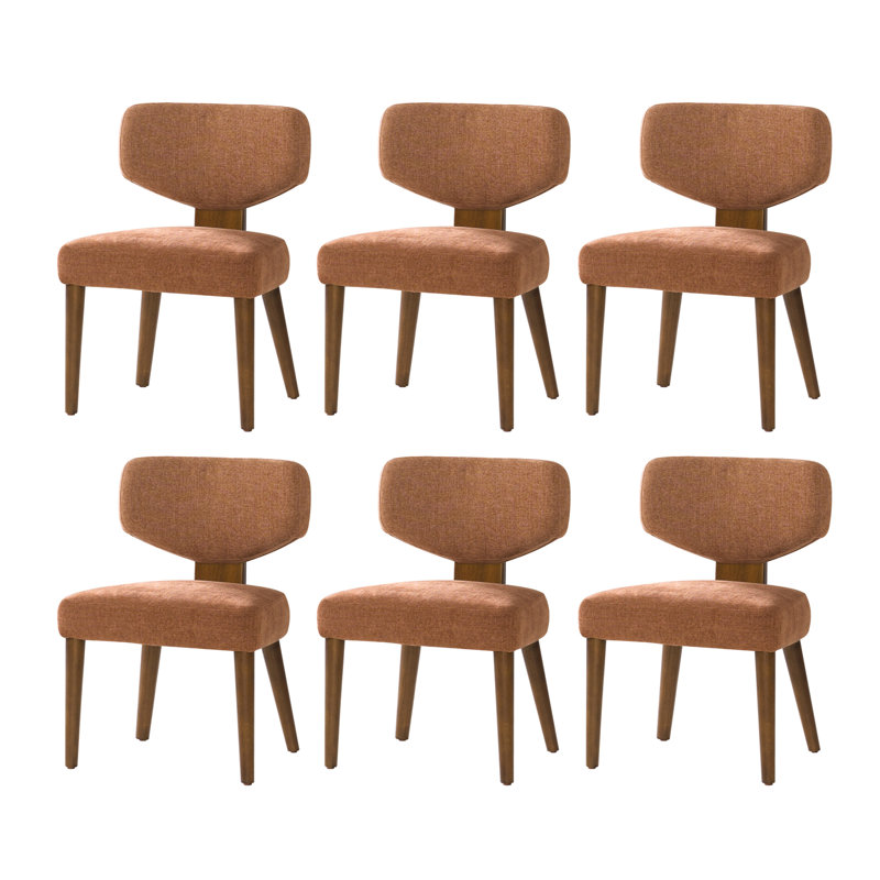 Chaise de salle à manger moderne avec pieds en bois massif Derryclone, 6, Caramel