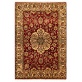Hand-Knotted High-Quality Red and Cream Area Rug
