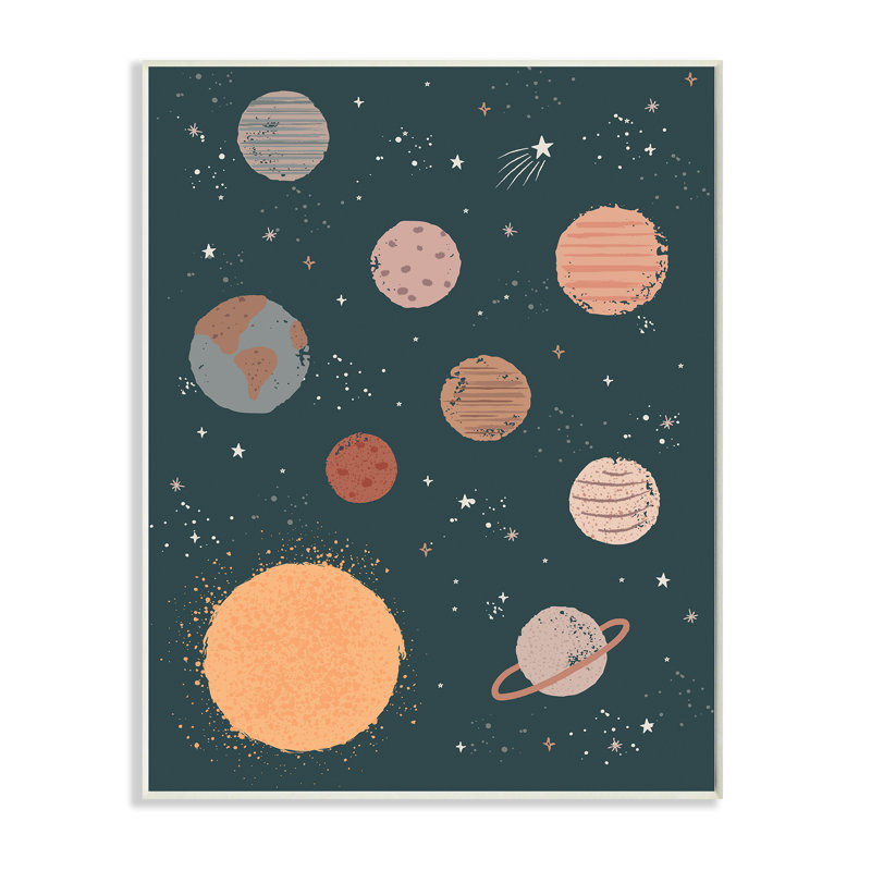 Système solaire Soleil Planètes Terre Étoiles filantes, Plaque murale, H 15 po x l 10 po x P 0,5 po