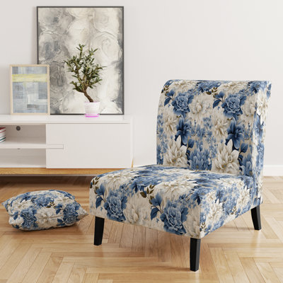 Rustic Victorian Brocade Victorian Motif - Chaise d'appoint de chalet rembourrée à motif floral