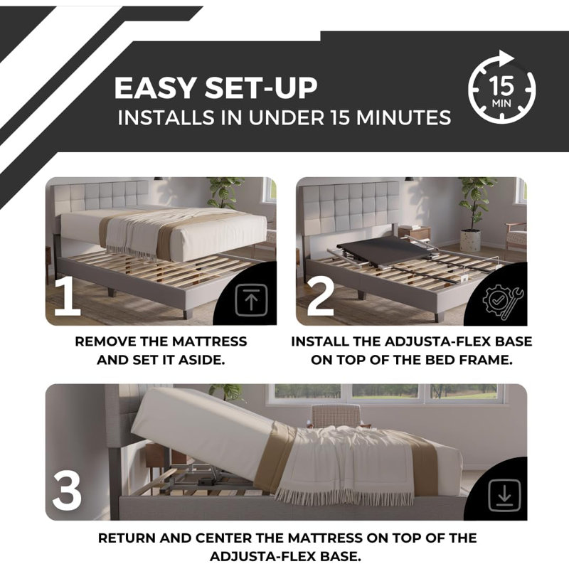 Adjusta-Flex Power Adjustable Head Lift Base with Wireless Remote Control, Uplift, Split California King