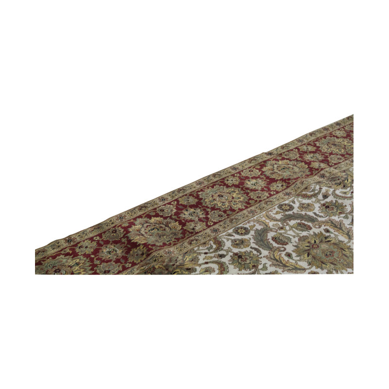 Tapis ivoire et rouge noué à la main de haute qualité Trinity