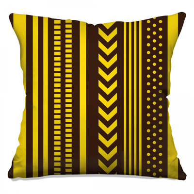 Yellow Brown Stripes Double Sided Throw Pillows