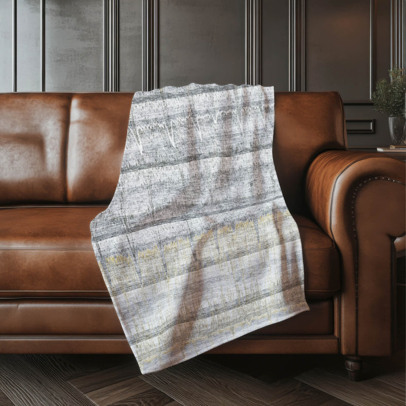Jeté à rayures Addison Sherpa ASB629, Gris