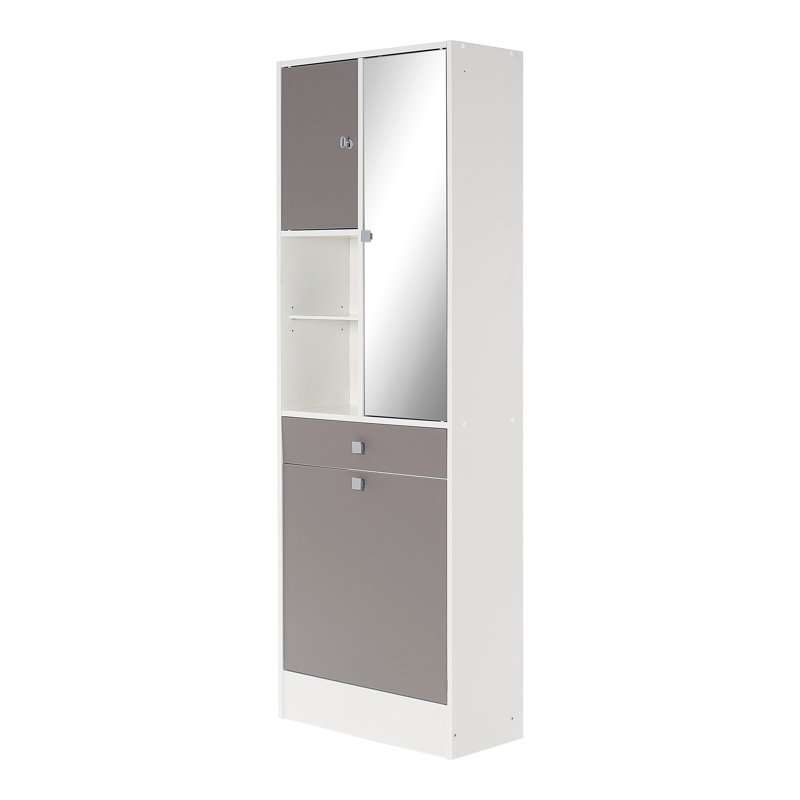 Arignote Linen Cabinet, White/Taupe