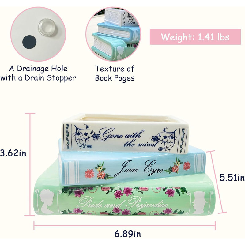 Small Book-shaped Ceramic Planter