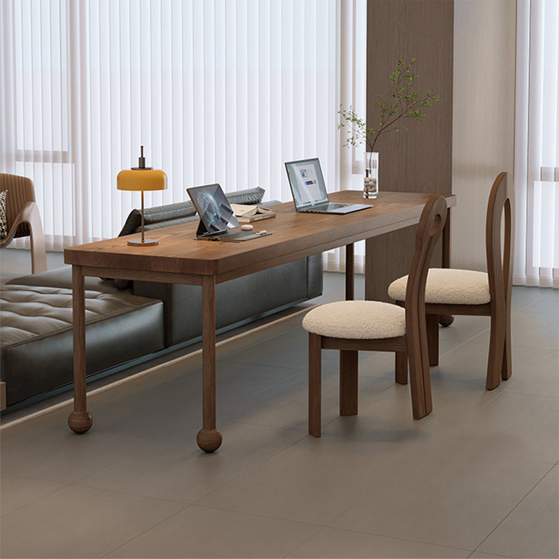Bureau d'écriture rectangulaire en bois massif noyer, H 29,53 po x l 94,49 po x P 23,62 po