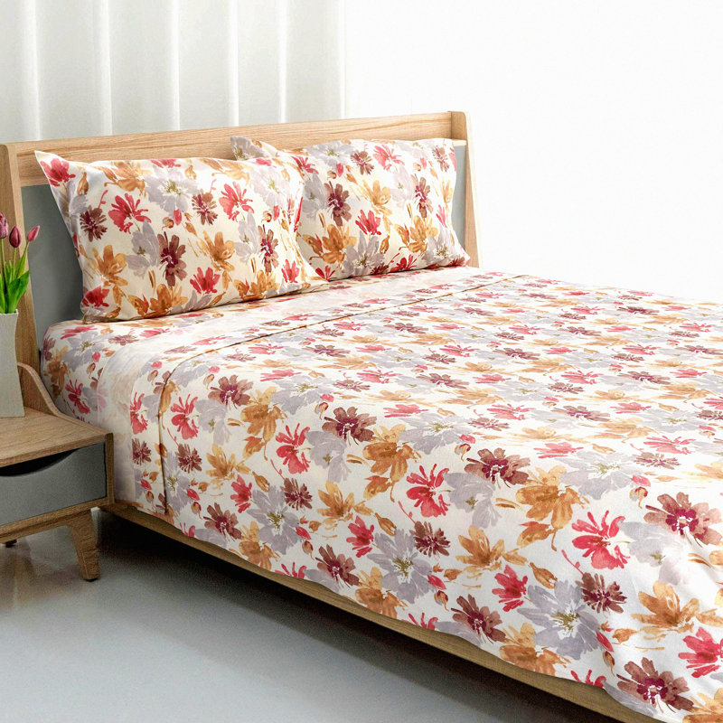 SoftCheck Cotton Flannel Bedding Set - 4-Piece Sheets, Lightweight & Breathable, Brushed for Extra Softness, Fits Upto 16' Mattress - Buffalo Check