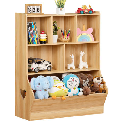 Kids Toy Storage Organizer, 3 Tier Children Small Bookcase and Bookshelf, Toddler 6 Cubby Toy Storage Cabinet, Toy Shelf for Playroom, Bedroom, Living Room, Nursery, School(Natural)