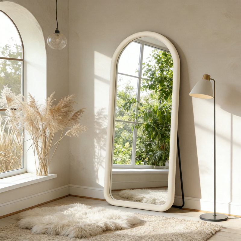 Arched Full-Length Mirror – Freestanding Floor Mirror With Velvet-Framed, Soft-Touch Finish – Lean-To Or Wall-Mounted – Ideal For Bedroom & Living Room Decor