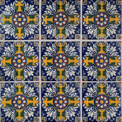 4,2 po x 4,2 po 9 pièces TalaMex Aldeno carreau d'argile mexicain dosseret fait à la main Talavera mosaïque