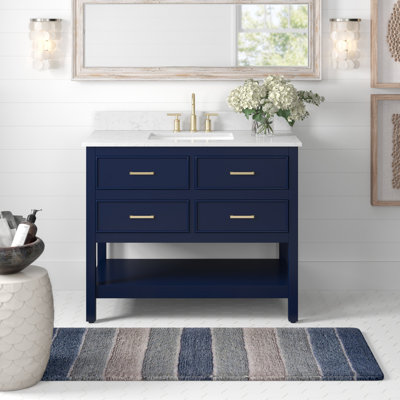 Sinclaire 42'' Single Bathroom Vanity with Engineered Marble Top