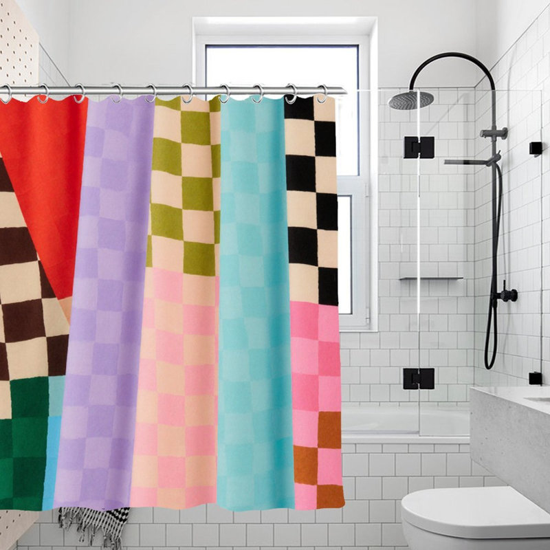 Rideaux de douche Abstract Block, 71 × 71, Noir / blanc / gris géométrique