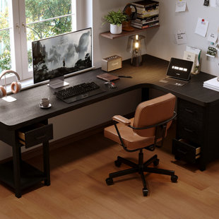 Bureau de direction rectangulaire noir à 4 tiroirs