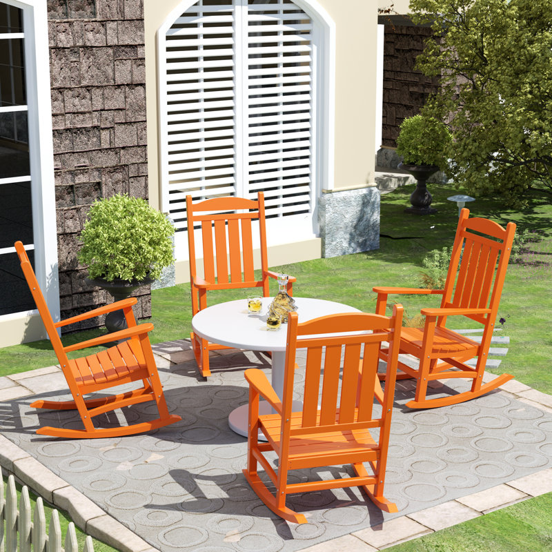 Chaise berçante d'extérieur en plastique Laguna, Orange
