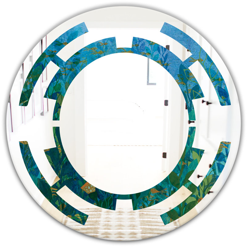 Miroir mural Traditional, H 31,5 po x l 31,5 po, Espace sous les feuilles du lac II