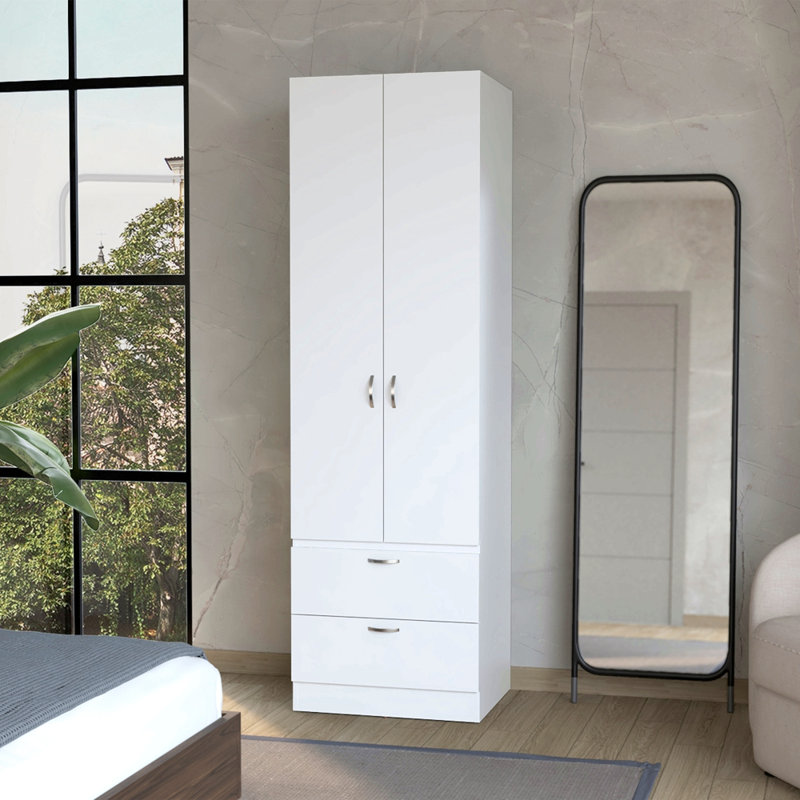 Armoire Marlton, pour suspendre des vêtements de chambre à coucher, Blanc