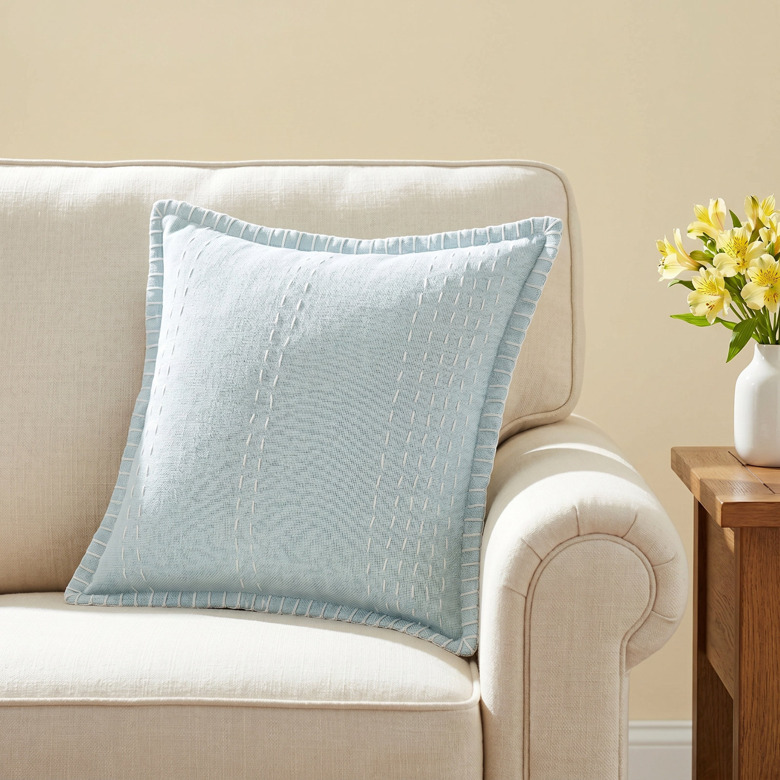 Roseville Cotton Throw Pillow Cover & Insert, Seaglass