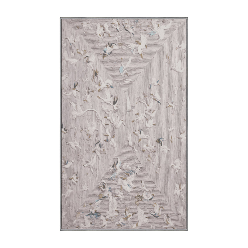Tapis gris lavable à la machine, Rectangle 7 pi x 10 pi