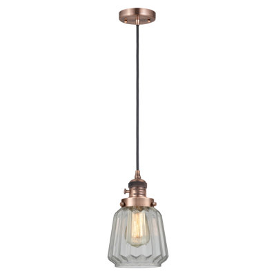 Franklin Restoration - Kushtrim - 1 Light 7" Cord Hung Mini Pendant - On-Off Turn Switch - Bulb Not Included 