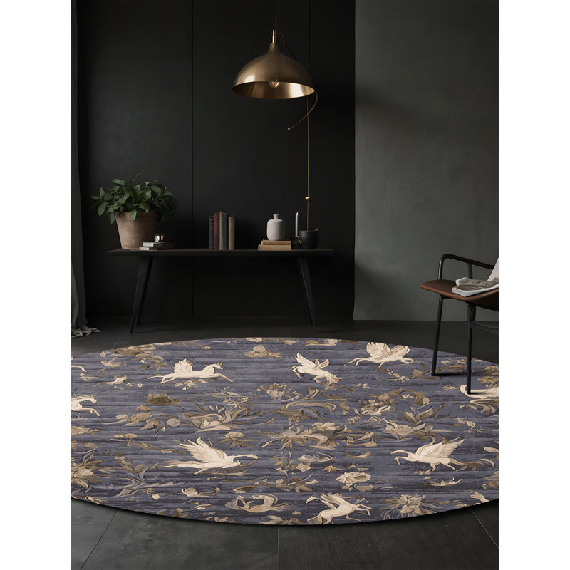 Tapis gris lavable à la machine, Rond 4 pi