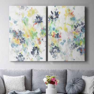 Motif de fleurs murales I - Toile tendue avec châssis de qualité supérieure - Prêt à être accroché