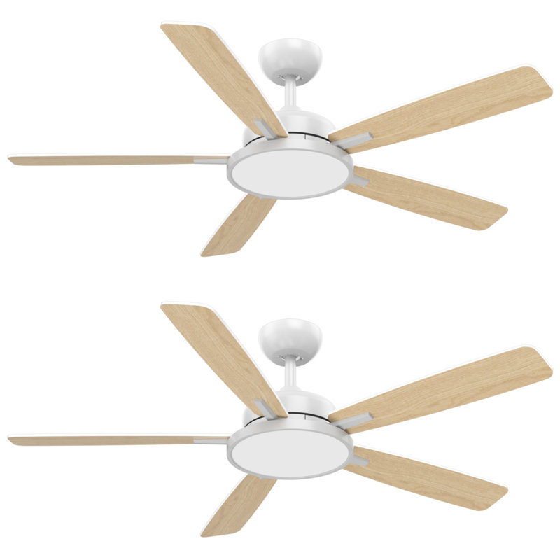 2 ventilateurs de plafond intelligents de 52 po avec lumières DEL, Blanc