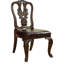 Ensemble de 2 chaises d'appoint traditionnelles en bois massif avec dossier en similicuir rembourré