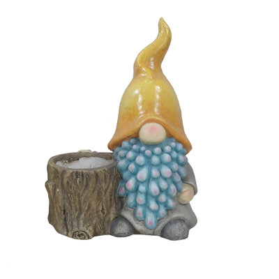 16"H Gnome with Yellow Hat Planter with Drainage Hole