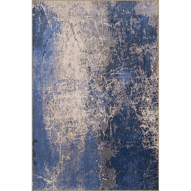 Tapis bleu tissé à motif géométrique, Sous-tapis rectangulaire 5 pi 1 po x 7 pi 7 po inc
