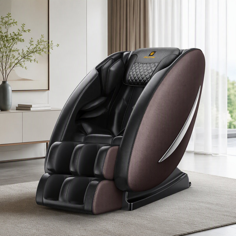 Fauteuil inclinable de massage électrique complet avec système de rouleaux dorsaux, compression d'air, haut-parleur Bluetooth et éclairage d'ambiance