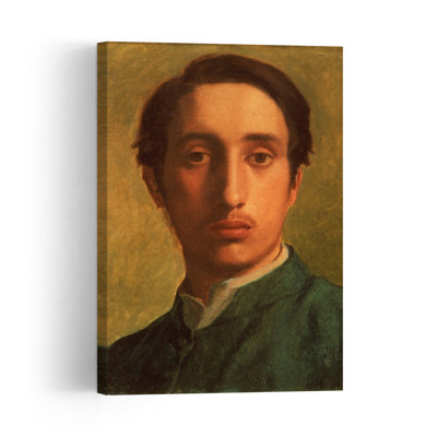 Degas en veste verte, vers 1856. Estampe d'art mural contemporaine abstraite impressionniste représentant un portrait.