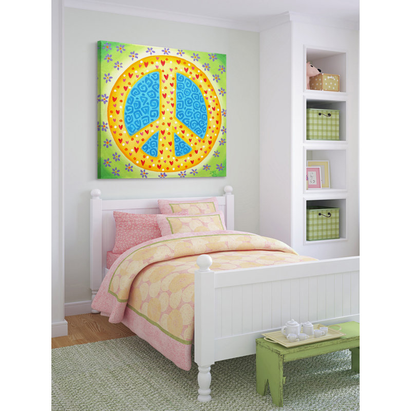 'Flower Power Peace' Print on Wrapped Canvas, 40" H x 40" W
