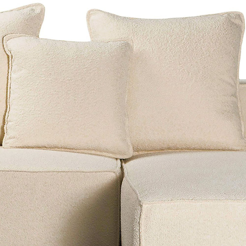 79'' Wide Right Hand Facing Sectional Stationary Corner Sectional, Natural White Boucle, Right Hand Facing