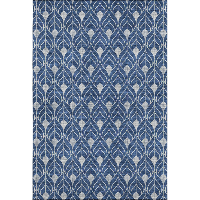 Premium Machine Washable Prisco Navy Rug, Rectangle 10' x 14'